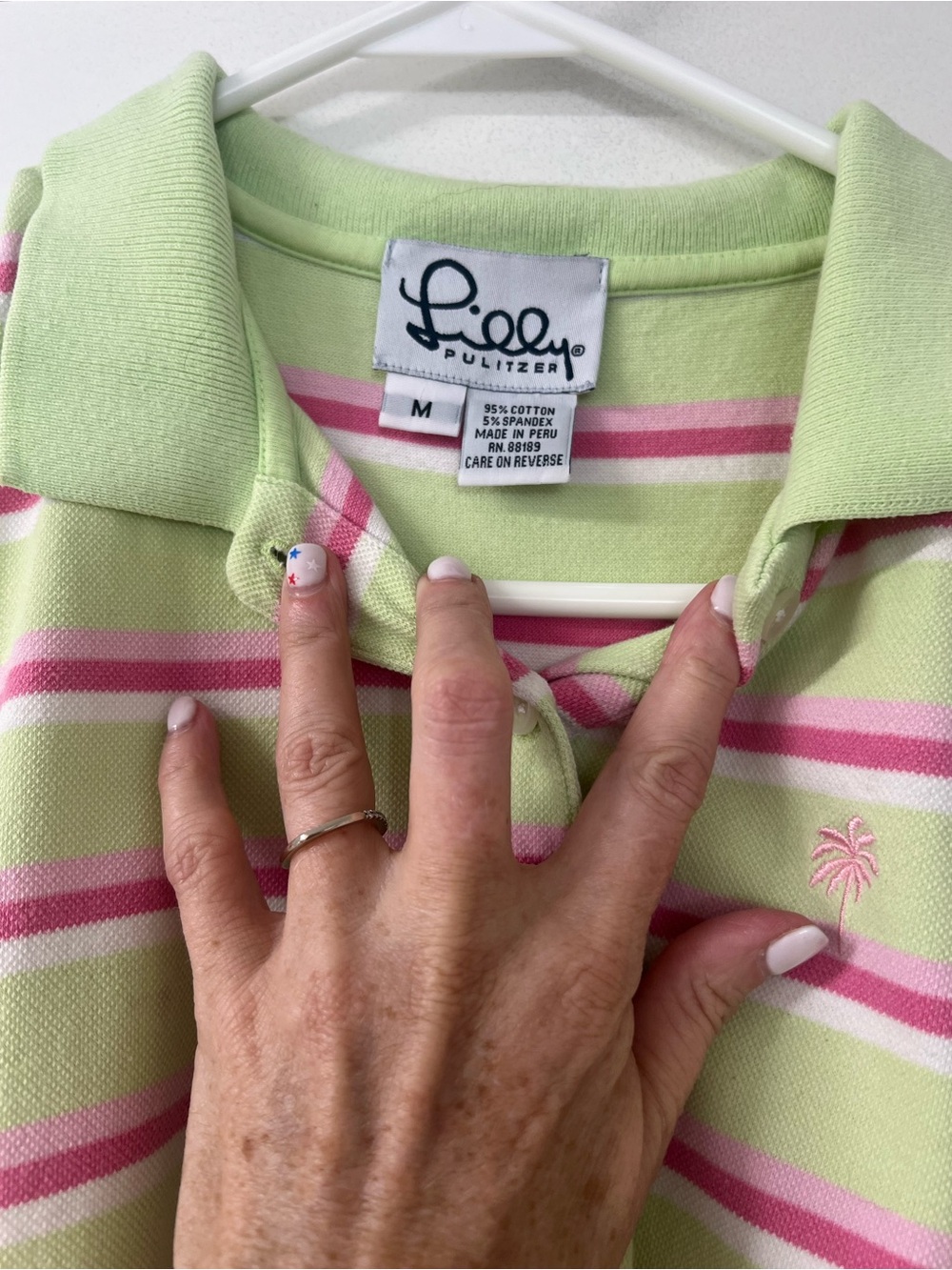 Lilly Pulitzer Light Green and Pink Striped Polo Dress